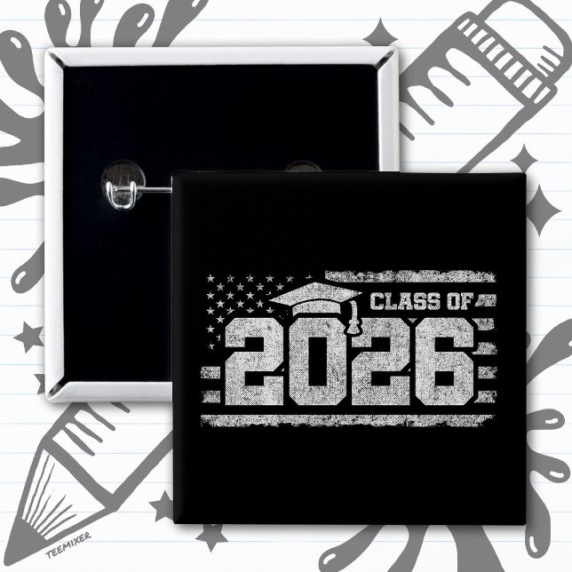 Class of 2026 Patriotic Graduation Typography Button (Creator Uploaded)