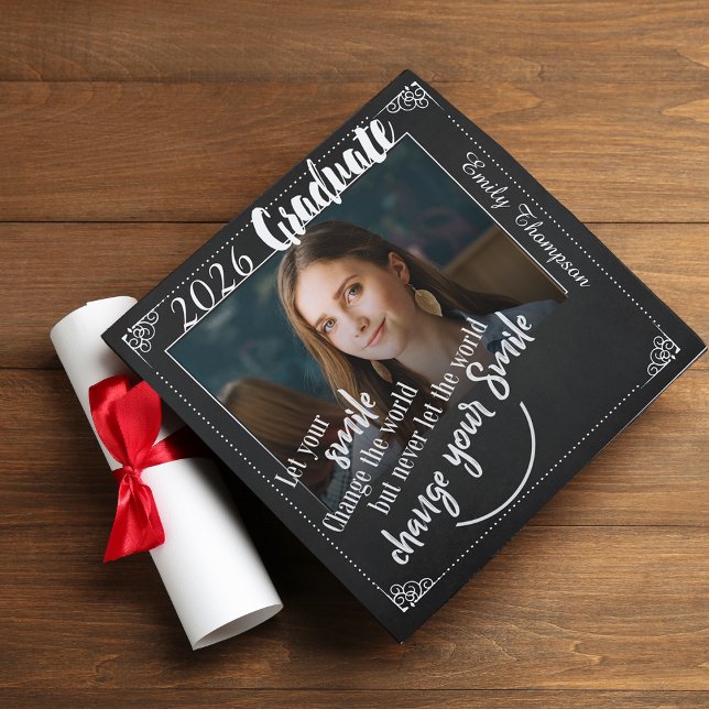 Class of 2026 Personalized Photo Graduation Cap Topper (Class of 2026 Personalized Photo Graduation Cap Topper with Name & Inspirational Quote)