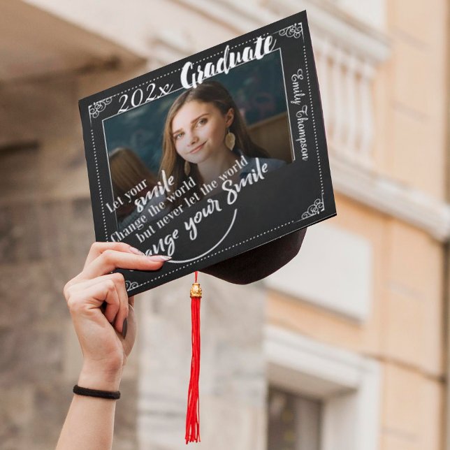 Class of 2026 Personalized Photo Graduation Cap Topper (Class Of 2024 Grad Name Inspirational Quote Photo Graduation Cap Topper)