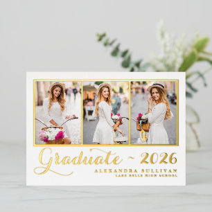 Class of 2026 Photo Collage Graduation Foil Invitation