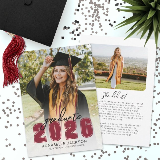 Class Of 2026 Photo Graduation Announcement (Class Of 2025 Graduate Simple Photo Graduation Announcement)