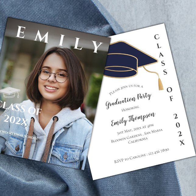 Class of 2026 Photo Graduation Party Invitation (Modern Class of 2024 Photo Graduation Announcement)