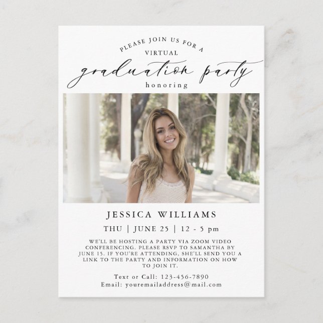 Class of 2026 Photo VIRTUAL Graduation Party Postcard (Front)