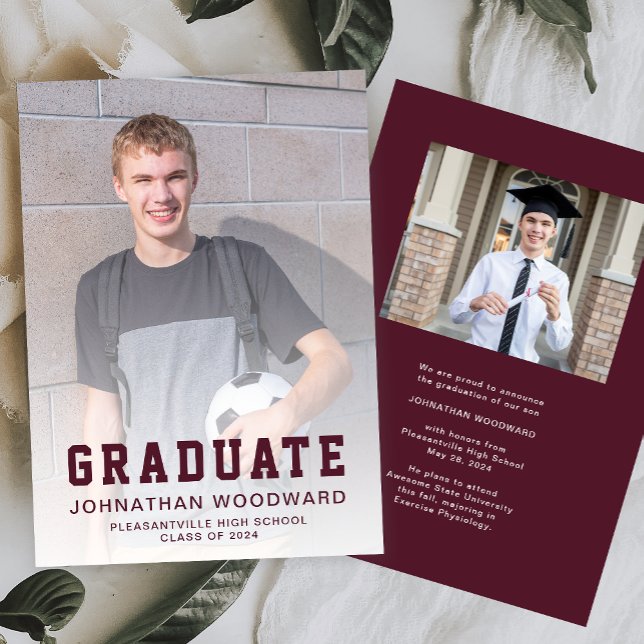 Class of 2026 Photos Burgundy Grad Announcement (Creator Uploaded)