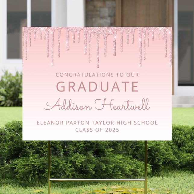 Class of 2026 Pink Glitter Graduation Yard Sign (Creator Uploaded)