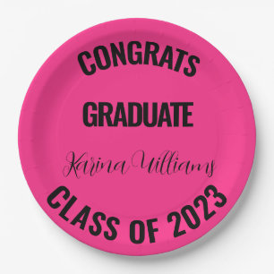 Class of 2026 Pink Graduation College Party Paper Plates