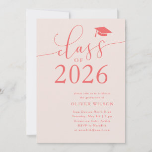 Class of 2026 Pink Graduation Party  Invitation
