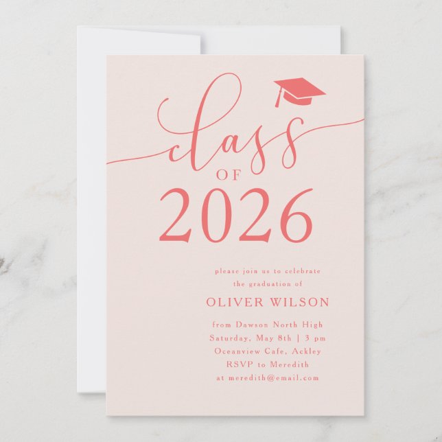 Class of 2026 Pink Graduation Party  Invitation (Front)