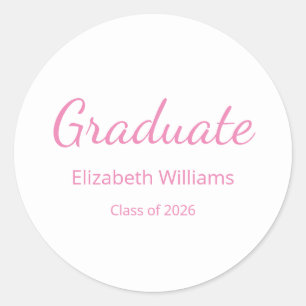 Class of 2026 Pink Script Graduation Classic Round Sticker