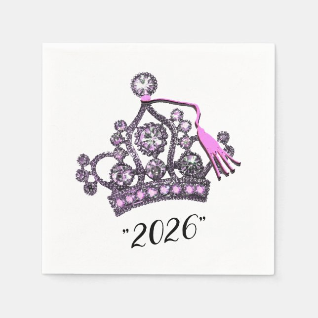 “Class of 2026” Princess Tiara Napkins (Front)