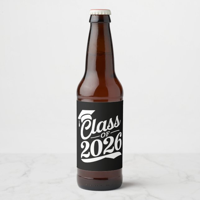 Class Of 2026 Proud Graduate Graduation Beer Bottle Label (Front)