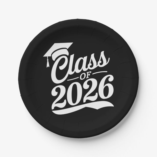 Class Of 2026 Proud Graduate Graduation Paper Plates (Front)