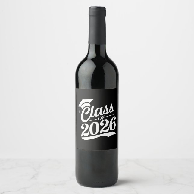 Class Of 2026 Proud Graduate Graduation Wine Label (Front)