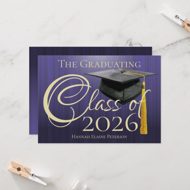 Class of 2026 Purple Graduation Announcement (Front/Back In Situ)