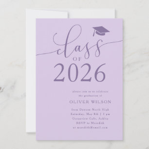 Class of 2026 Purple Graduation Party  Invitation