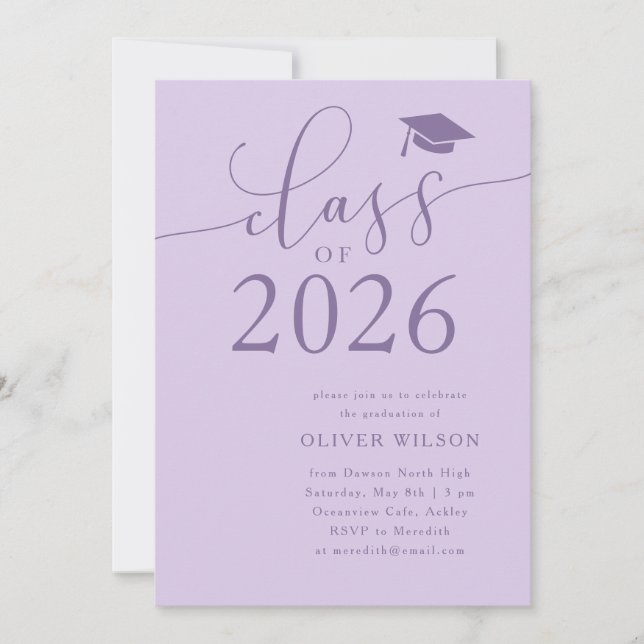Class of 2026 Purple Graduation Party  Invitation (Front)