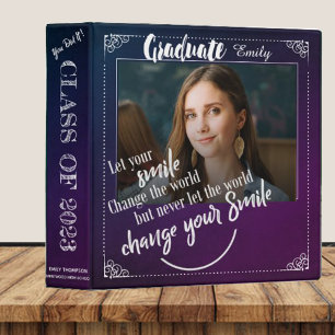 Class of 2026 Purple Graduation Photo Memories 3 Ring Binder