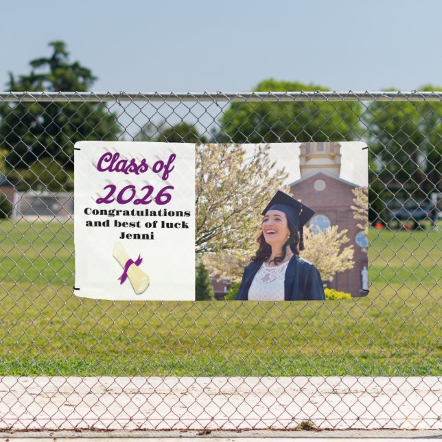 Class of 2026 purple script graduation  photo  banner (Insitu)
