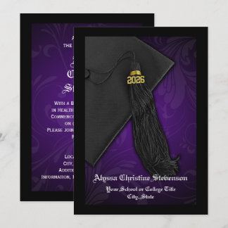 Class of 2026 Purple Tassel Dignified Graduation Invitation