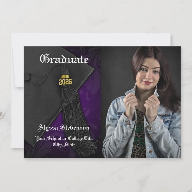 Class of 2026 Purple Tassel Photo Graduation Invitation (Front)