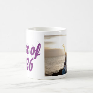 Class of 2026 purple text graduation photo coffee mug
