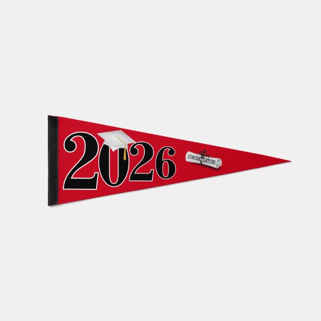 Class of 2026 Red and Black  Pennant Flag (Front)