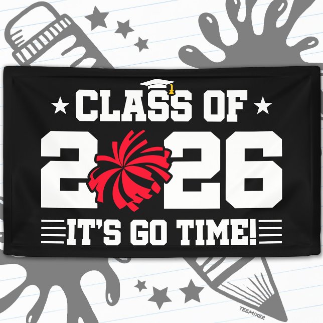 Class of 2026 Red Cheer Graduation It’s Go Time Banner (Creator Uploaded)