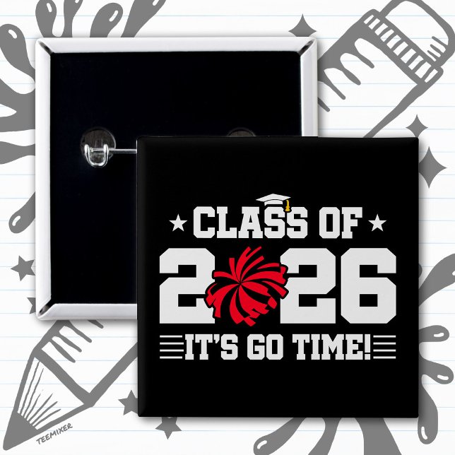 Class of 2026 Red Cheer Graduation It’s Go Time Button (Creator Uploaded)