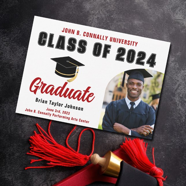 Class of 2026 Red Graduate Modern Graduation Party Announcement (Creator Uploaded)