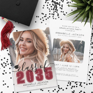 Class Of 2026 Red Graduate Photo Graduation Invitation