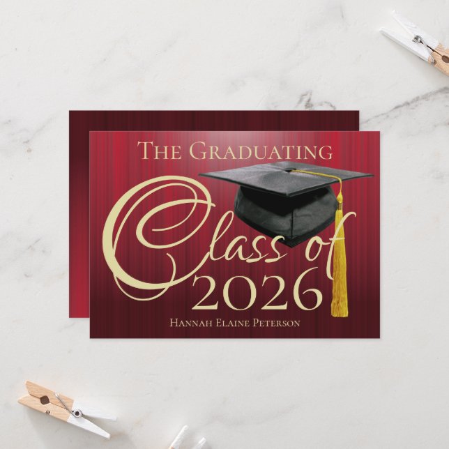 Class of 2026 Red Graduation Announcement (Front/Back In Situ)