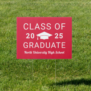 Class of 2026 Red High School Graduate Sign