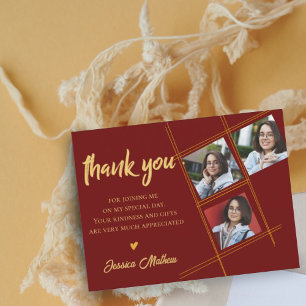 Class of 2026 Red Multi Photo Graduation Thank you Postcard