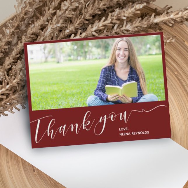 Class of 2026 Red Photo Graduation Thank you Postcard (Creator Uploaded)