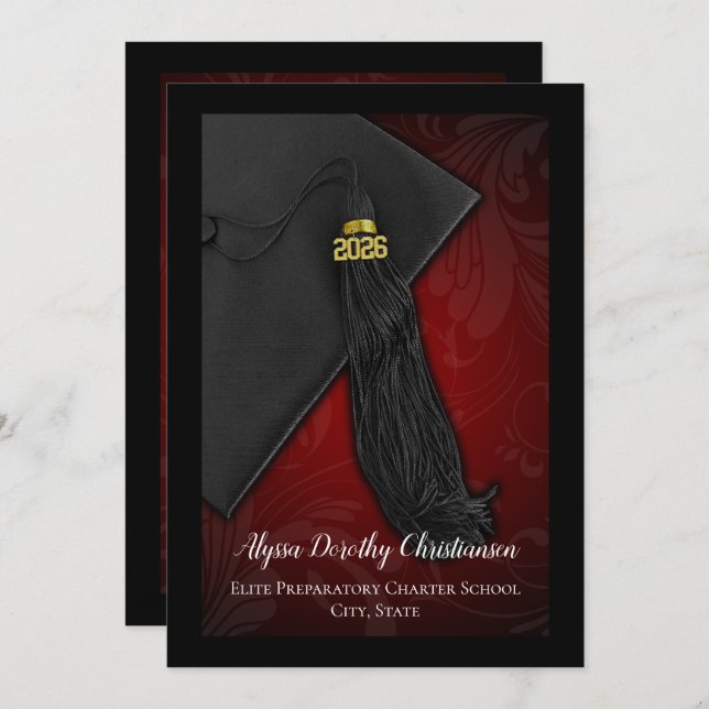 Class of 2026 Red Tassel College Graduation Invitation (Front/Back)