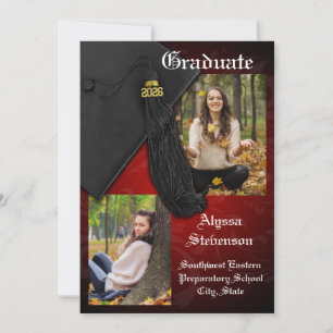 Class of 2026 Red Tassel Dignified Graduation Invitation