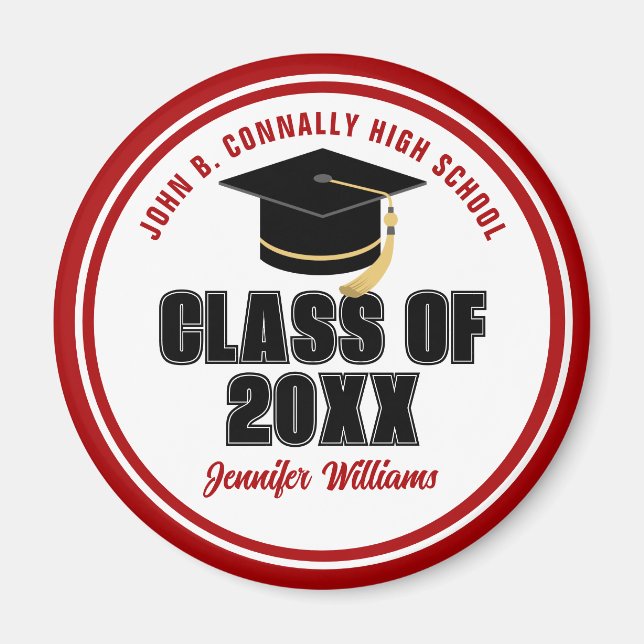 Class of 2026 Red White Personalized Graduate Magnet (Front)