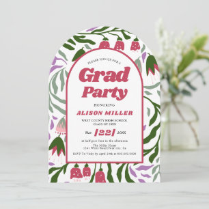 Class Of 2026 retro flowers Graduation arched Invitation