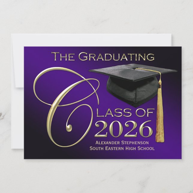 Class of 2026 Rich Purple Graduation Announcement (Front)