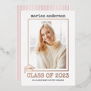Class of 2026 rose gold foil graduation photo foil invitation