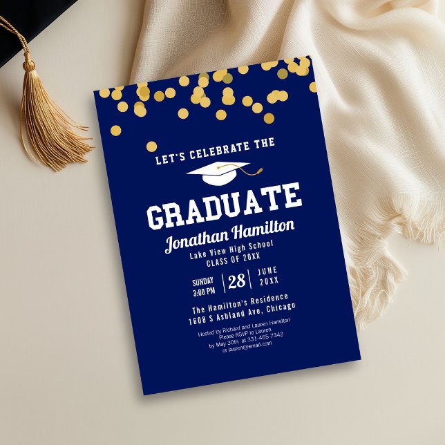 Class of 2026 Royal Blue Gold Graduation Party  Invitation (Creator Uploaded)