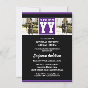 Class of 2026 Royal Purple Graduation Photo Invitation