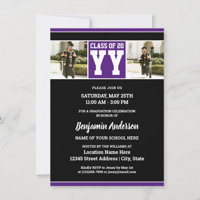 Class of 2026 Royal Purple Graduation Photo Invitation (Front)
