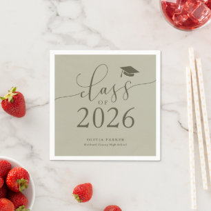 Class of 2026 Sage Green Graduation Party Napkins