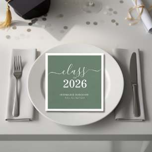 Class of 2026 Sage Green Modern Graduation Party Napkins