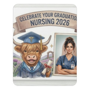 Class of 2026 Scottish Highland Cow Nursemug Door Sign