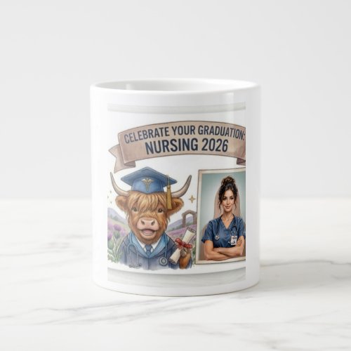 Class of 2026 Scottish Highland Cow Nursemug Giant Coffee Mug