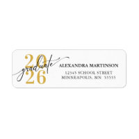 Class of 2026 Script Gold and Black Return Address