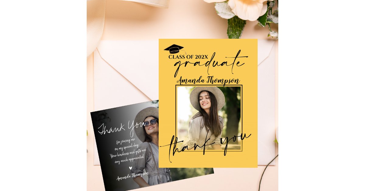 Class of 2026 Script Graduation Photo Thank You Postcard | Zazzle