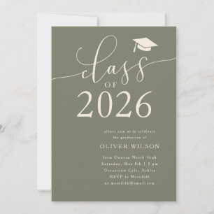 Class of 2026 Script Sage Green Graduation Party Invitation